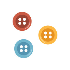 Fototapeta premium Colorful sewing buttons. Clothing, tailor, hobby, decor, craft concepts. Flat decorative vector design isolated illustration.
