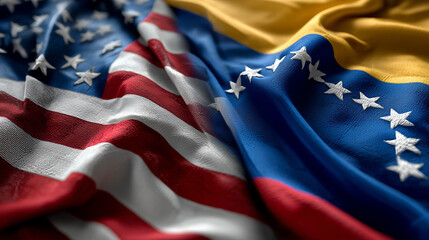 The flag of the United States and the flags of the United States and Venezuela come together and blend