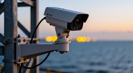 Surveillance camera mounted on metal structure