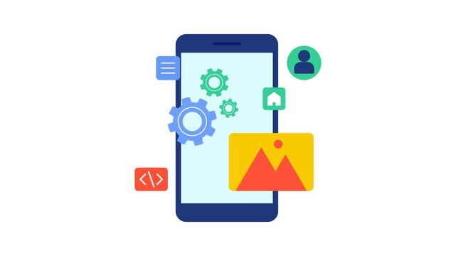 Mobile app development and programming process animation