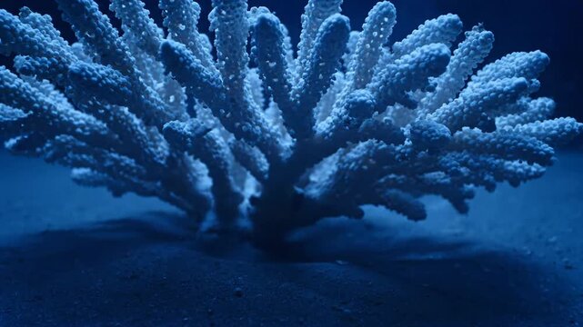 Deep Sea Secrets A Glowing White Coral Under Blue Light