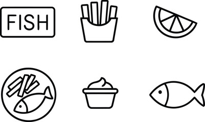 Fish and chips icon set