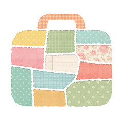 Patchwork paper collage briefcase shape