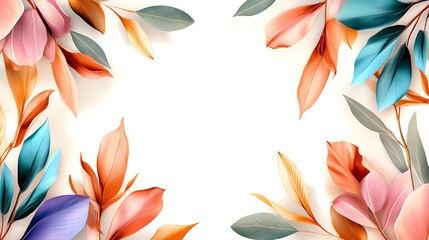 Colorful floral frame design for various uses.