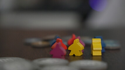 Tokens arranged near currency chips