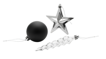 Elegant Christmas Ornaments Black Ball Silver Star Icicle