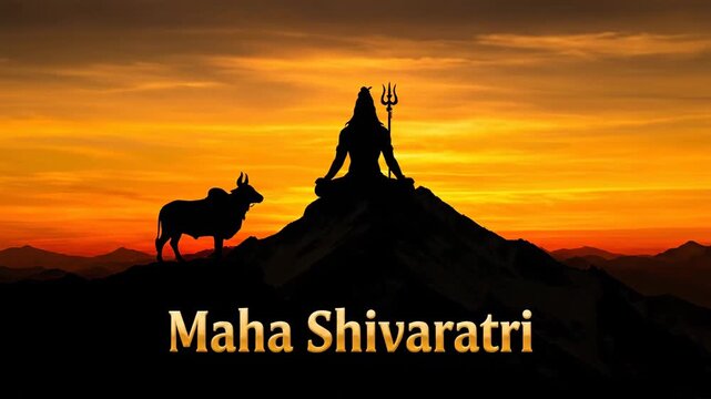 Lord Shiva Meditation Silhouette Nandi Bull Maha Shivratri Sunset