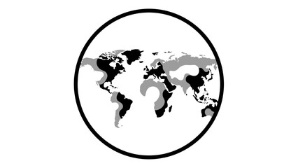 A 3d illustration of a blue world map globe showing a global geography concept with earth continents like Europe and America on a 3d sphere © Wisnu505