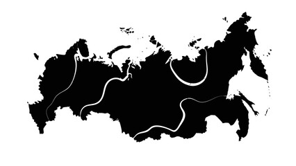 Abstract vector illustration of black ink splashes on a white grunge background featuring a detailed silhouette outline of world map countries from Europe to Asia © Wisnu505