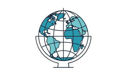 A 3d business concept illustration of a global map sphere trapped inside a cage and a round glass ball representing international travel and geography across every continent © Wisnu505