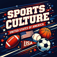 Dynamic American Sports Culture Poster with Bold Athletic Typography