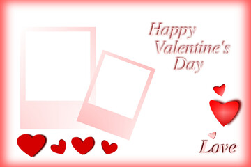 valentine day frame card with blank photo template decoration background.