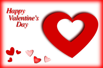 valentines day card template with hearts on transparent background.