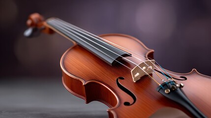 Close-up of a beautifully crafted violin with focus on strings and bridge