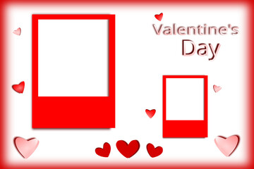 Red valentines photo frame design card blank template illustration on transparent background.