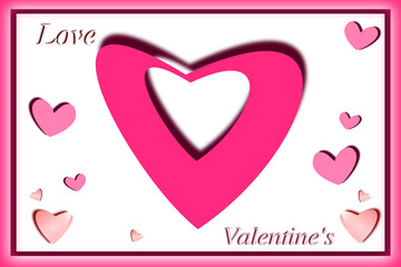 Valentines card template with heart frame isolated on transparent background.
