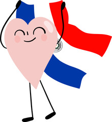 illustration of heart cartoon character with Paraguay flag © paweeillus