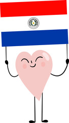 illustration of heart cartoon character with Paraguay flag © paweeillus