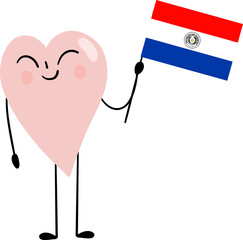 illustration of heart cartoon character with Paraguay flag © paweeillus