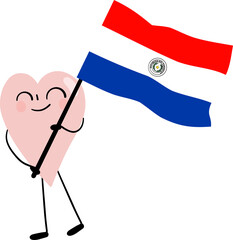 illustration of heart cartoon character with Paraguay flag © paweeillus