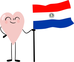 illustration of heart cartoon character with Paraguay flag © paweeillus