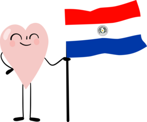 illustration of heart cartoon character with Paraguay flag