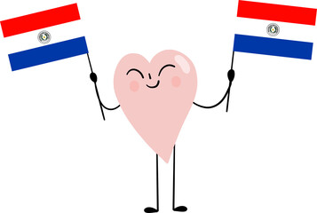 illustration of heart cartoon character with Paraguay flag © paweeillus