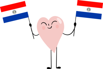 illustration of heart cartoon character with Paraguay flag