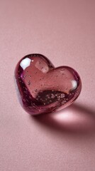 Fototapeta premium Heart Shaped Object With Bubbles on Pink Surface