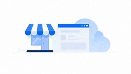 Online store and web browser illustration