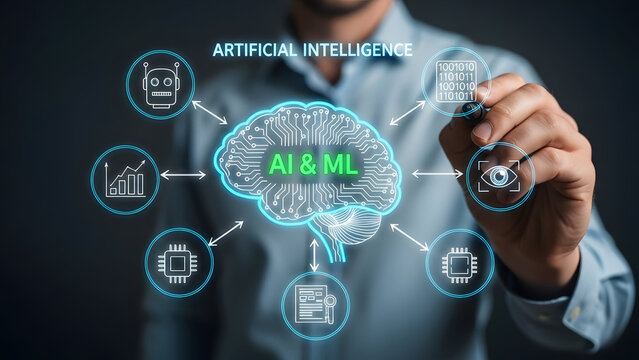 Artificial Intelligence and Machine Learning Concepts - Powered by Adobe