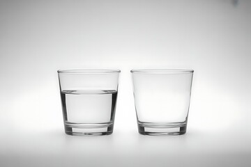 Two Glasses with Only One Filled with Water