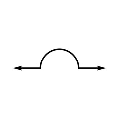 Dual semi circle arrow. Vector illustration. Semicircular curved thin long double ended arrow.
