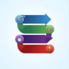 Four Step Process Infographic with Icons for Goals and Achievement