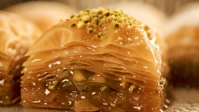 Watch This Golden Baklava Drowning In Sweet Syrup