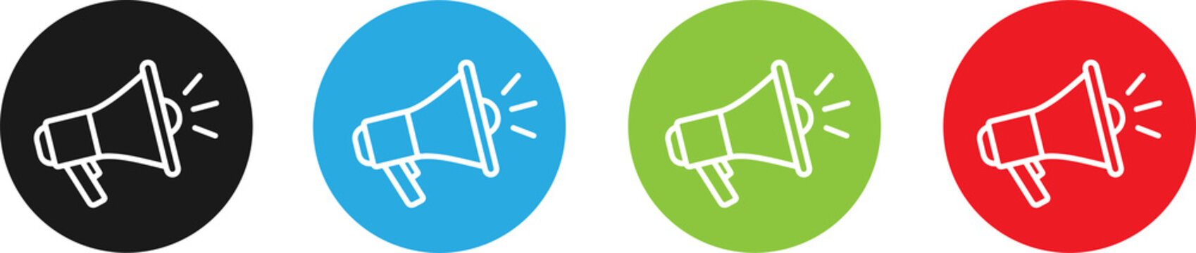 A colorful set of megaphone icons 