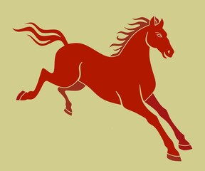 Horse chinese zodiac red design vector,year of horse Chinese Newyear image, Chinese Newyear 2026 zodiac illustration 