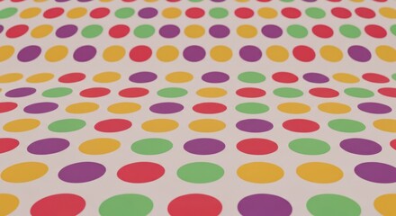 Rows of colorful ovals create a repeating pattern on a pale surface