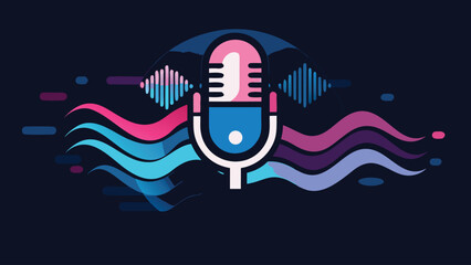 Fototapeta premium Voice assistant logo displaying sound waves radiating outward, symbolizing audio interaction..eps