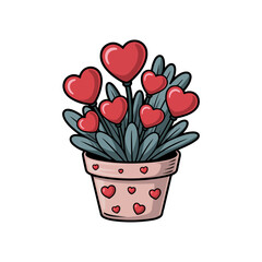Heart Flower Pot Illustration 