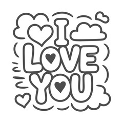 Love and hearts coloring page