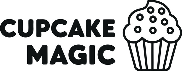 Cupcake Magic Logo Design – Modern Bakery Branding, Black and White Vector Icon for Pastry Shop