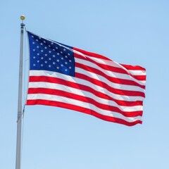 United States Flag Waving Against Clear Sky
