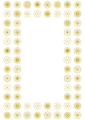 金色の花モチーフ幾何学模様フレーム(縦型)