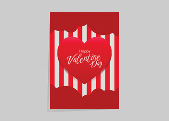 Stylish Valentine&rsquo;s Day poster with bold red heart, soft shadows, and decorative borders.