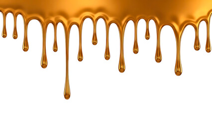 Glistening golden caramel or honey dripping against a solid black background