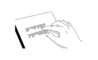 Hand Reading Braille Dots World Braille Day Illustration