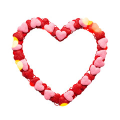 Obraz premium Romantic Heart Wreath Made of Red and Pink Candy, Cut-out PNG