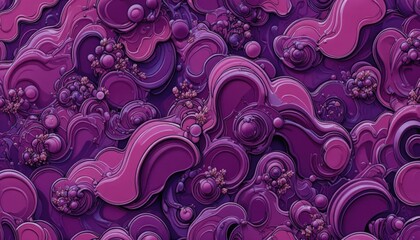 Colorful abstract patterns with swirling shapes in shades of purple Generative AI