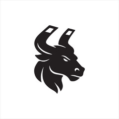  Silhouette Taurus bull head with horns symbol vector illustration